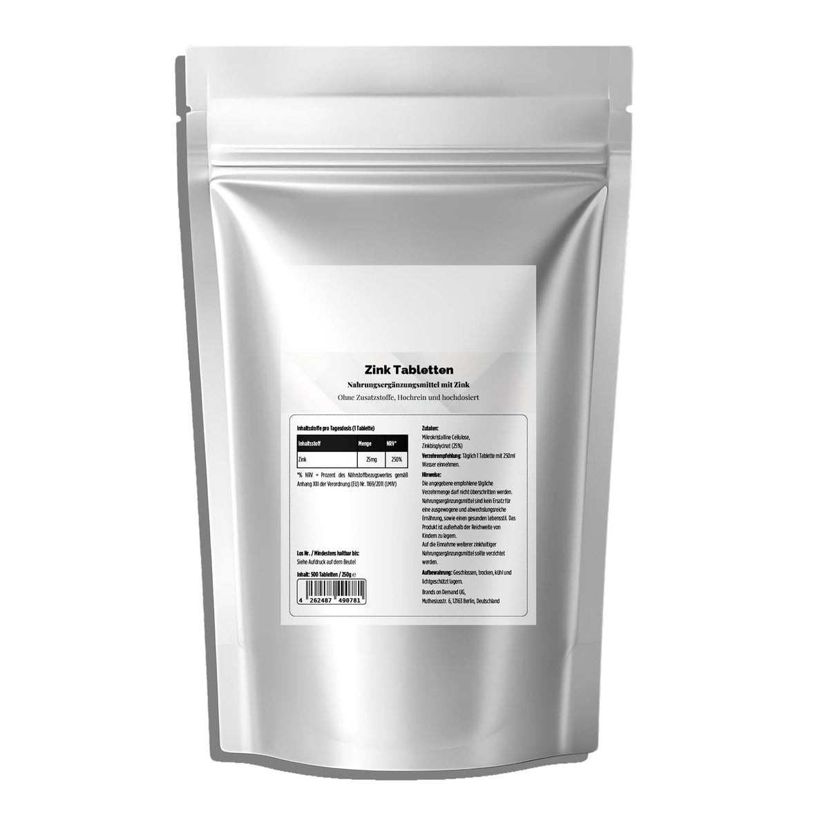 Zinc Bisglycinate 25mg - 500 Tablets